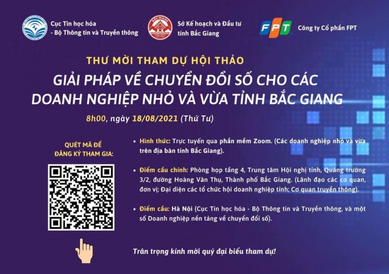 Hội thảo ” Giải pháp về chuyển đổi số cho các Doanh nghiệp nhỏ và vừa tỉnh Bắc Giang”
