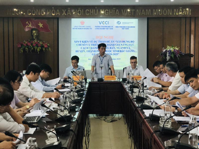 Hội nghị xin ý kiến về dự thảo Đề án “Xây dựng Bộ chỉ số và triển khai đánh giá năng lực cạnh tranh cấp sở, ban, ngành và huyện, thành phố thuộc tỉnh Bắc Giang, giai đoạn 2020 – 2025”