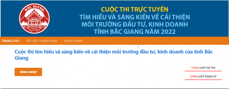 Thông báo Kết quả cuộc thi trực tuyến “Tìm hiểu và sáng kiến về cải thiện môi trường đầu tư, kinh doanh của tỉnh Bắc Giang” năm 2022