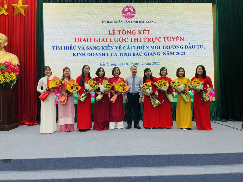Tổng kết và trao giải Cuộc thi trực tuyến: Tìm hiểu và sáng kiến cải thiện   môi trường đầu tư, kinh doanh của tỉnh Bắc Giang năm 2022